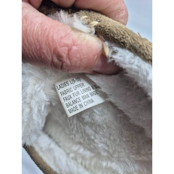 Slippers Faux Suede Moccasin Slippers Fur Lining Tan Brown Women's 8-9 - Picture 8 of 8